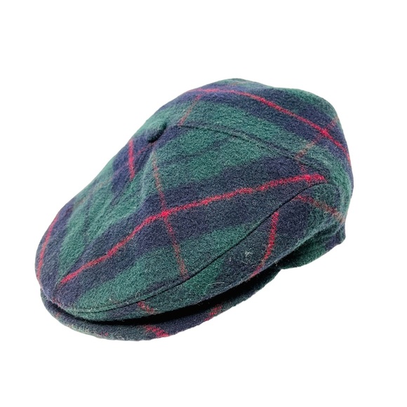 Vintage Accessories Vintage Wool Plaid Newsboy Cabbie Hat Cap Large